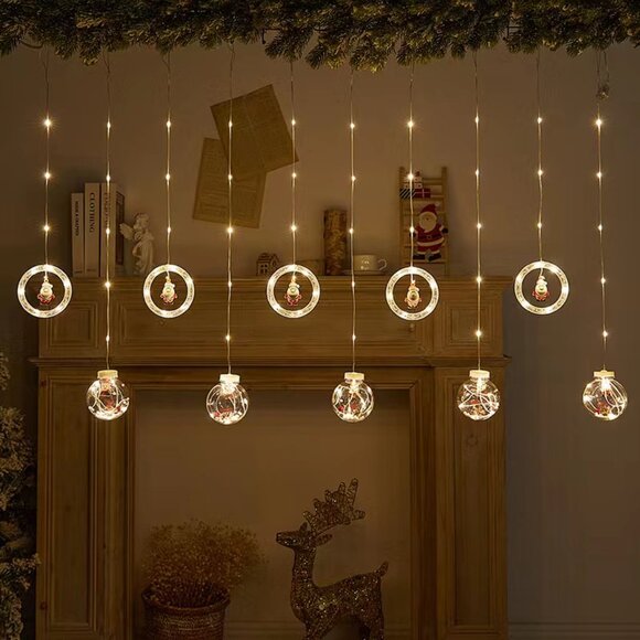 LED Christmas 100 Lamp Beads, 10 Pendants Curtain , Christmas LED String Lights - Picture 13 of 13